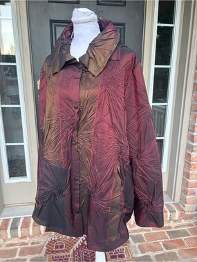 Vintage Babette San Francisco multicolor crinkle twist texture hooded jacket L